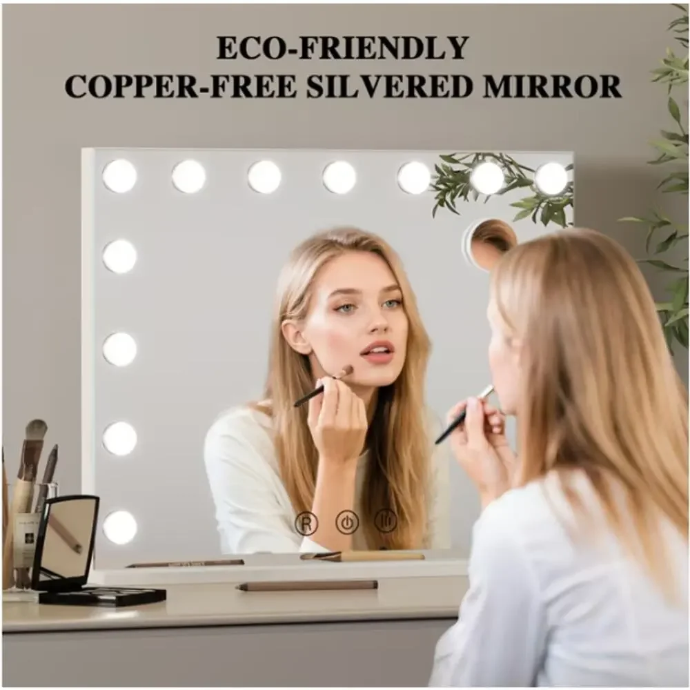 22.8inch Hollywood Vanity Mirror with Lights for Bathroom/Bedroom (White)